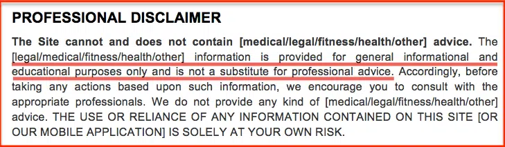 Disclaimer Websites Example