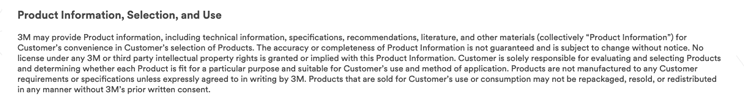 3M's product disclaimer