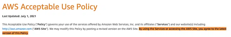 AWS acceptable use policy