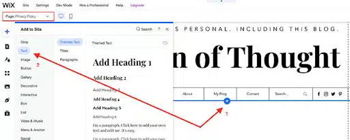 Ajouter une politique de protection de la vie privée à votre site Wix-étape-sidebar-editor