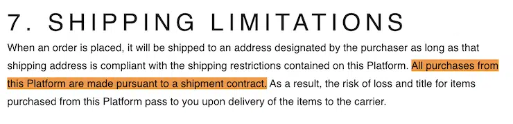 Adidas mentionne les conditions générales d'utilisation