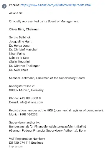 Allianz-Facebook-Impressum