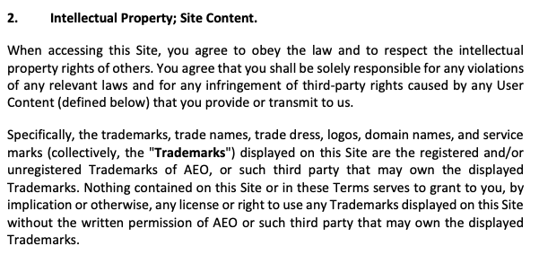 American Eagle intellectual property clause