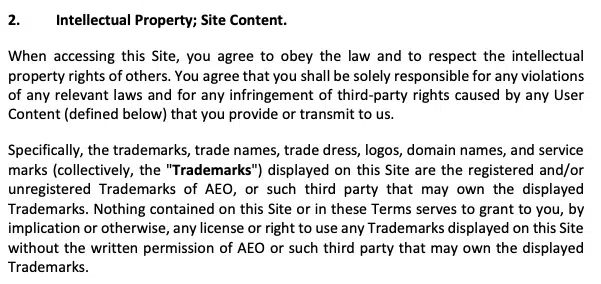 Clause de propriété intellectuelle d'American Eagle