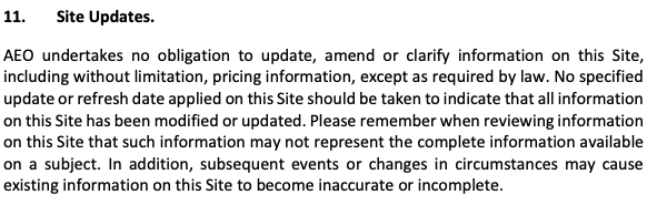 American-Eagle-terms-and-conditions-Site-Management-or-Support-Clause