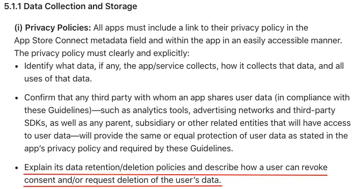 Apple-App-Store-Review-retención de datos