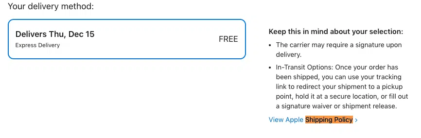 Apple Versandpolitik