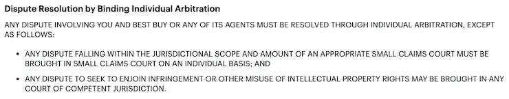 Arbitrage par défaut des conditions générales de Best Buy