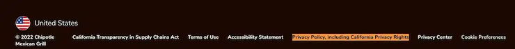 Chipotle-mentions-California-privacy-rights-footer-website
