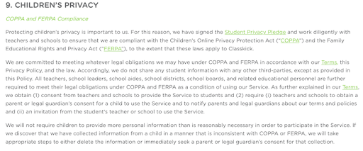 Classkick-privacy-policy-COPPA-disclosure