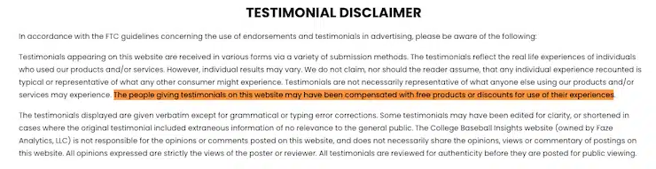 College-Baseball-Einblicke-Zeugnis-Haftungsausschluss