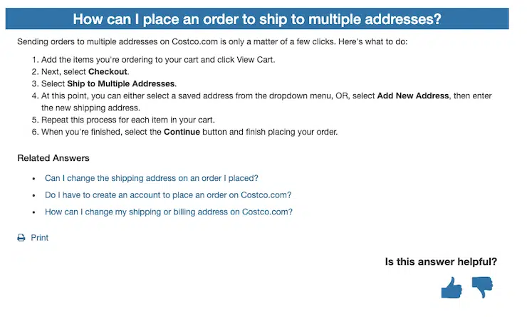 Costco mehrere Adressen