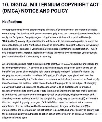 Avviso di copyright digitale del millennio - DMCA