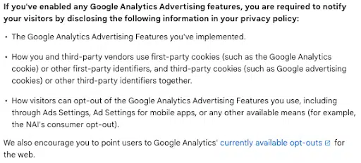 Google-Analytics-Werbemerkmale