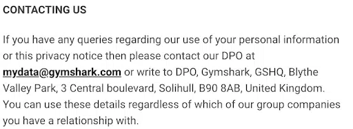 Gymshark-Shopify-site-privacy-policy-Company-Contact-Information