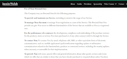 Justin-Welsh-sito web personale-privacy-policy-