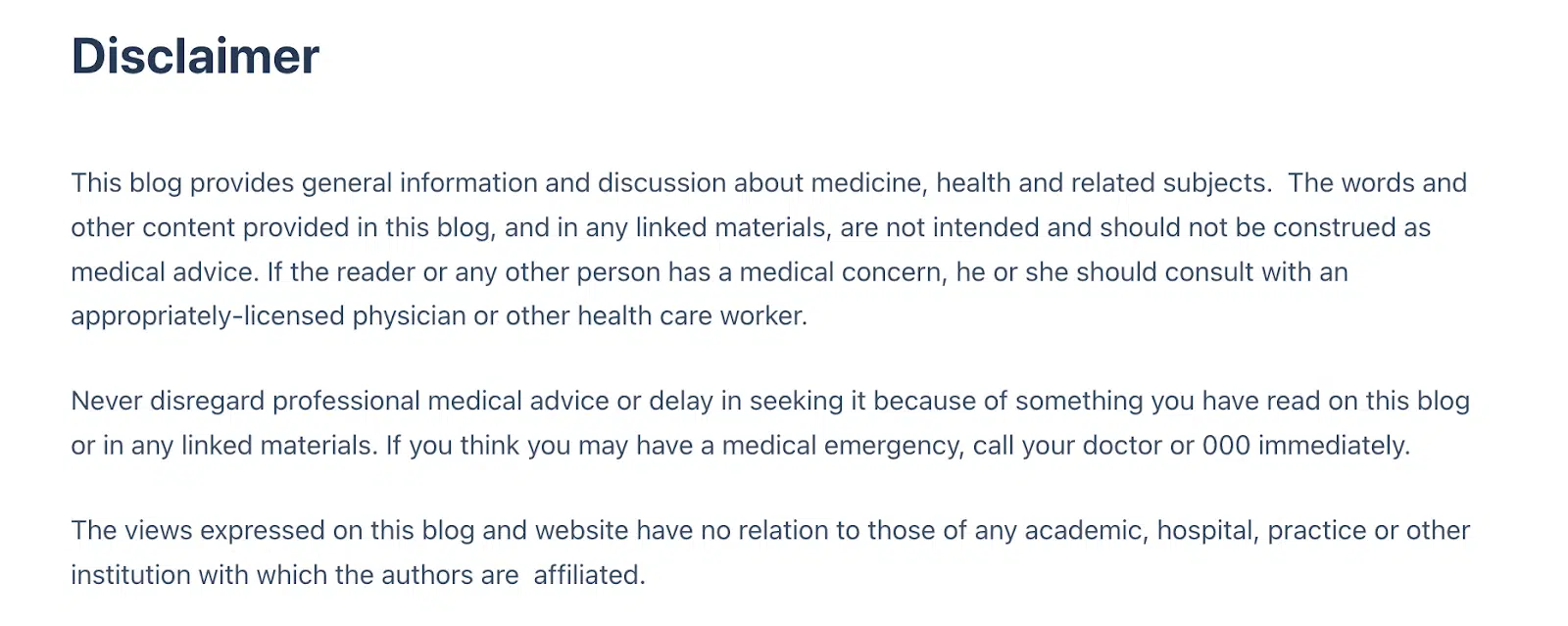 Life in the Fastlane Disclaimer