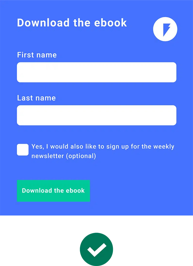 Ejemplo 1 de formulario de consentimiento sin casillas de verificación marcadas previamente