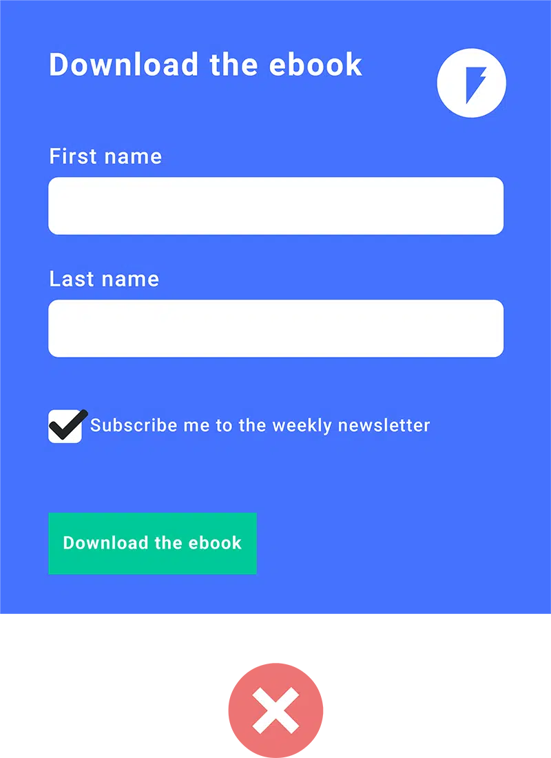 Ejemplo 2 de formulario de consentimiento sin casillas de verificación marcadas previamente