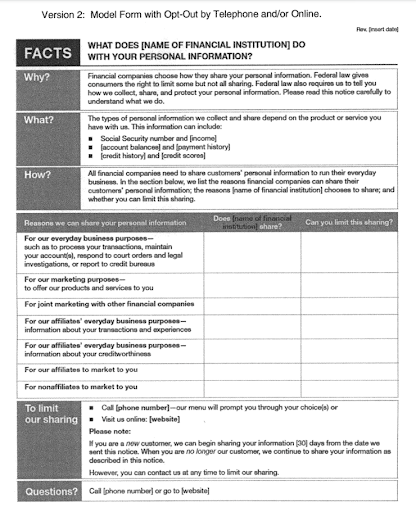 Notice-With-No-Opt-Out-Methods-CFPB- Regulation-P-Appendices