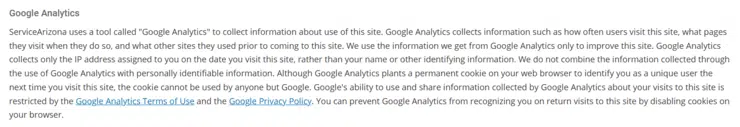 ServizioArizona-Informativa sulla privacy-Google Analytics