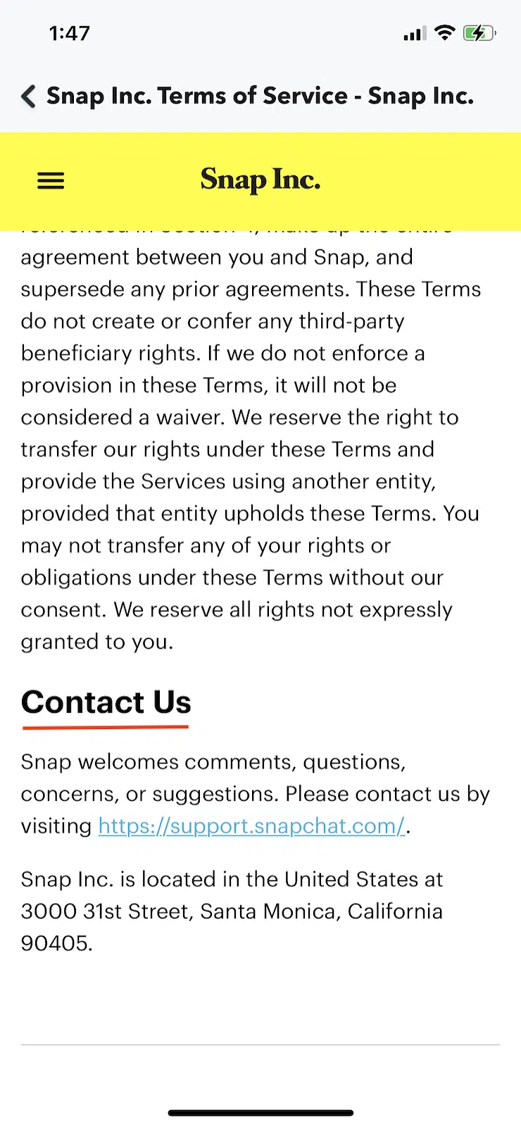 Snapchat-terms-and-conditions-contact-information