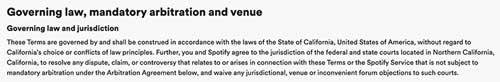 Spotify-governing-law-section-terms-and-conditions