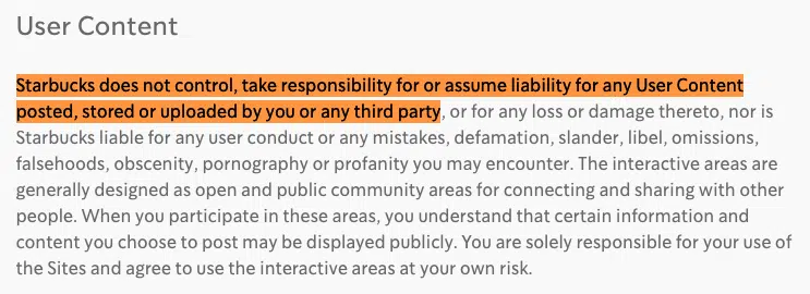 Starbucks Acceptable Use Policy