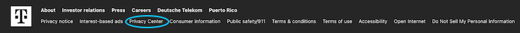 T-Mobile privacy center