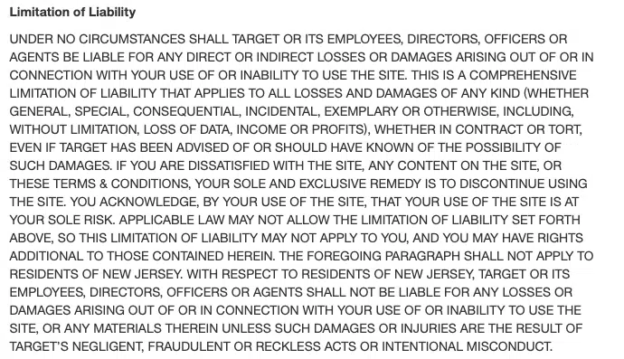 Limitation de la responsabilité de l'objectif