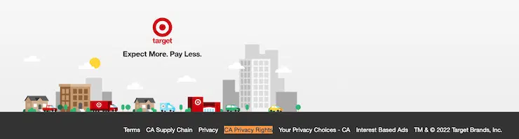 Site web cible - lien - pied de page - site web