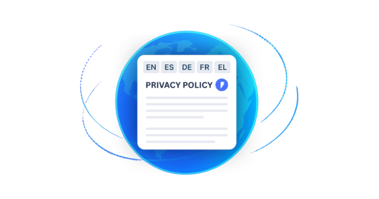Multi-language policy support icon representing localized legal policy display across different languages