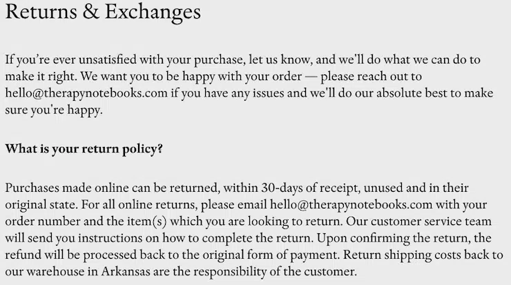 Therapie-Notizbücher-Rückgabe-Rückerstattung-Umtausch-Klausel-Versandbedingungen