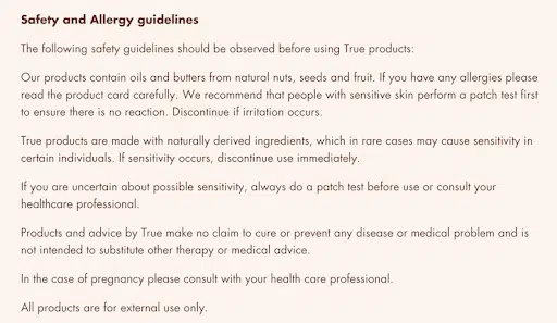 True-Mindful-Beauty-Beauty-Product-Disclaimer (en anglais)