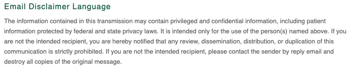 Università di Miami-HIPPA-email-disclaimer