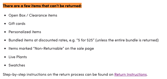 Wayfair-list-non-returnable-items