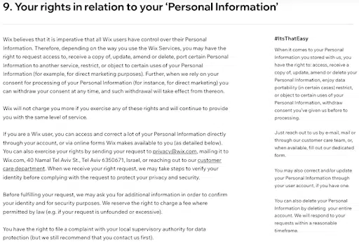 Wix-privacy-policy-User-Rights-Over-Their-Personal-Data (en anglais)