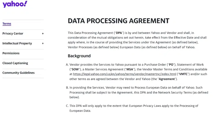 Yahoo-Data-Processing-Agreement