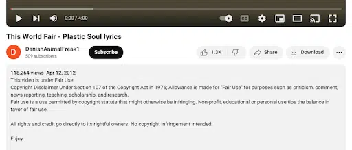 YouTube-music-video-fair-use-copyright-disclaimer
