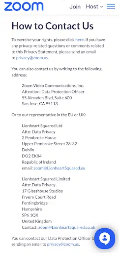 Zoom-Mécanisme de soumission des demandes de renseignements