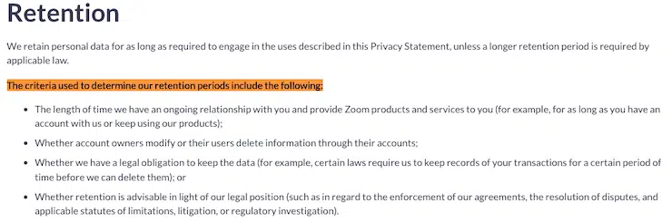 Zoom-data-retention-mobile-app-privacy-policy