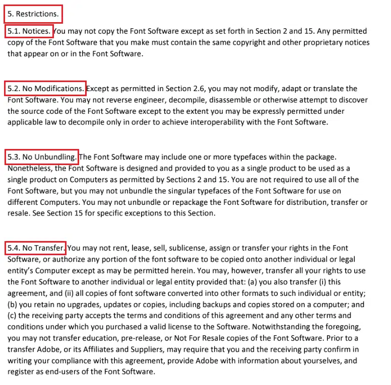 adobe fontspring limitations of use