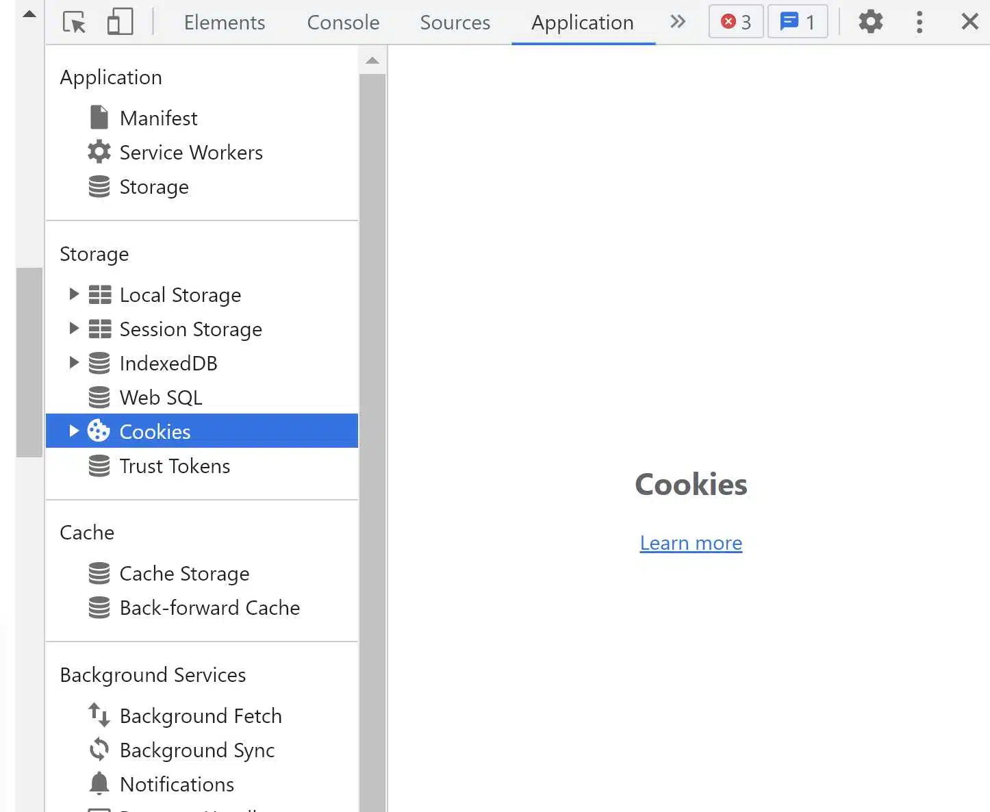 checking cookies in chrome&nbsp;- step 4