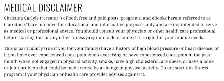 christina-carlyle-medical-disclaimer-example