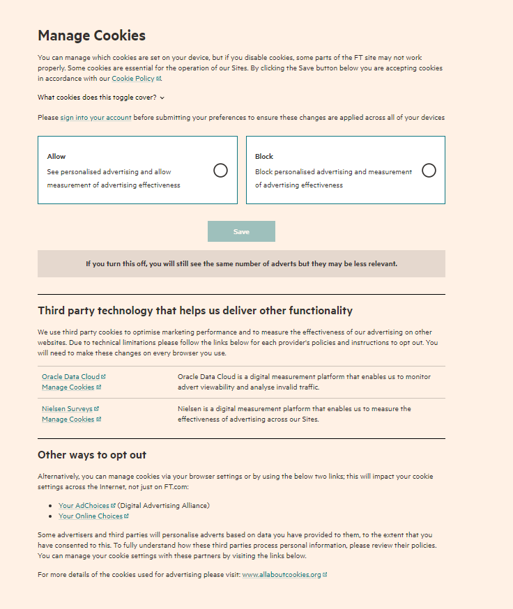 financial times cookie consent manager