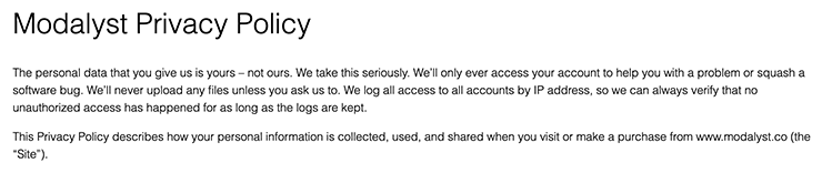 modalyst-privacy-policy-introduction-example