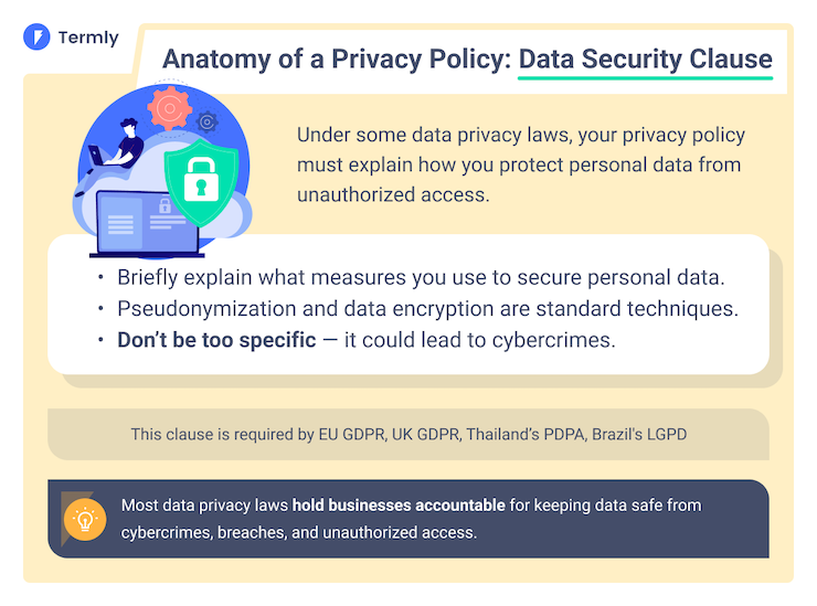 privacy policy data security clause