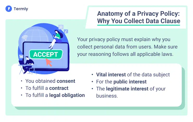 privacy policy why you collect data clause