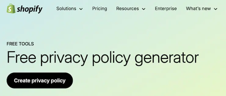 shopify Générateur de politique de confidentialité