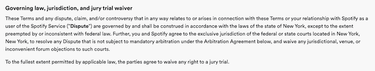 spotify terms and conditions